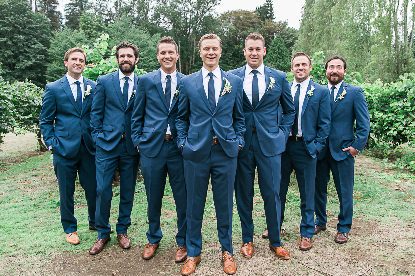 Seattle wedding with groomsmen in navy suits