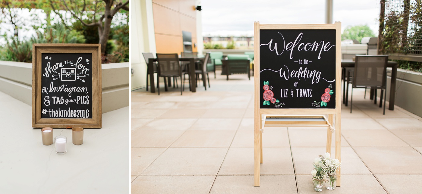 Seattle Wedding with hand lettered chalkboard signs