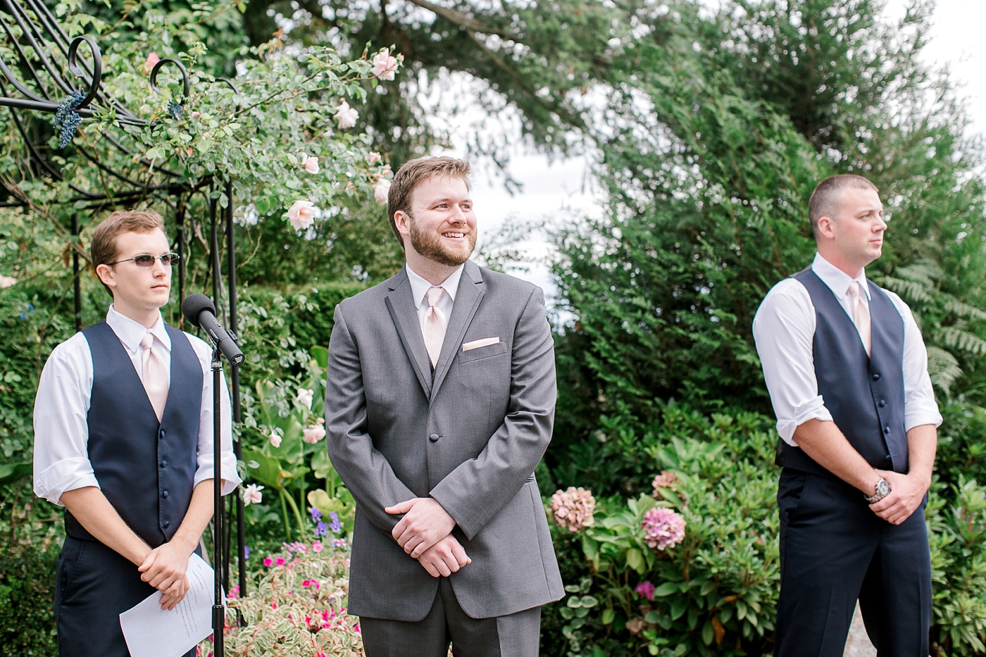 Seattle groom watching bride coming down the aisle