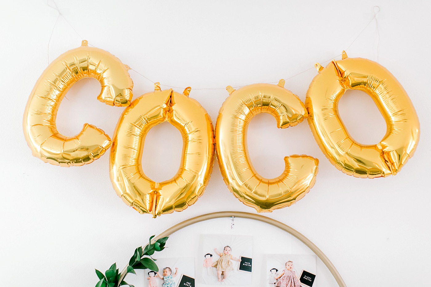 Gold balloon letters for birthday party