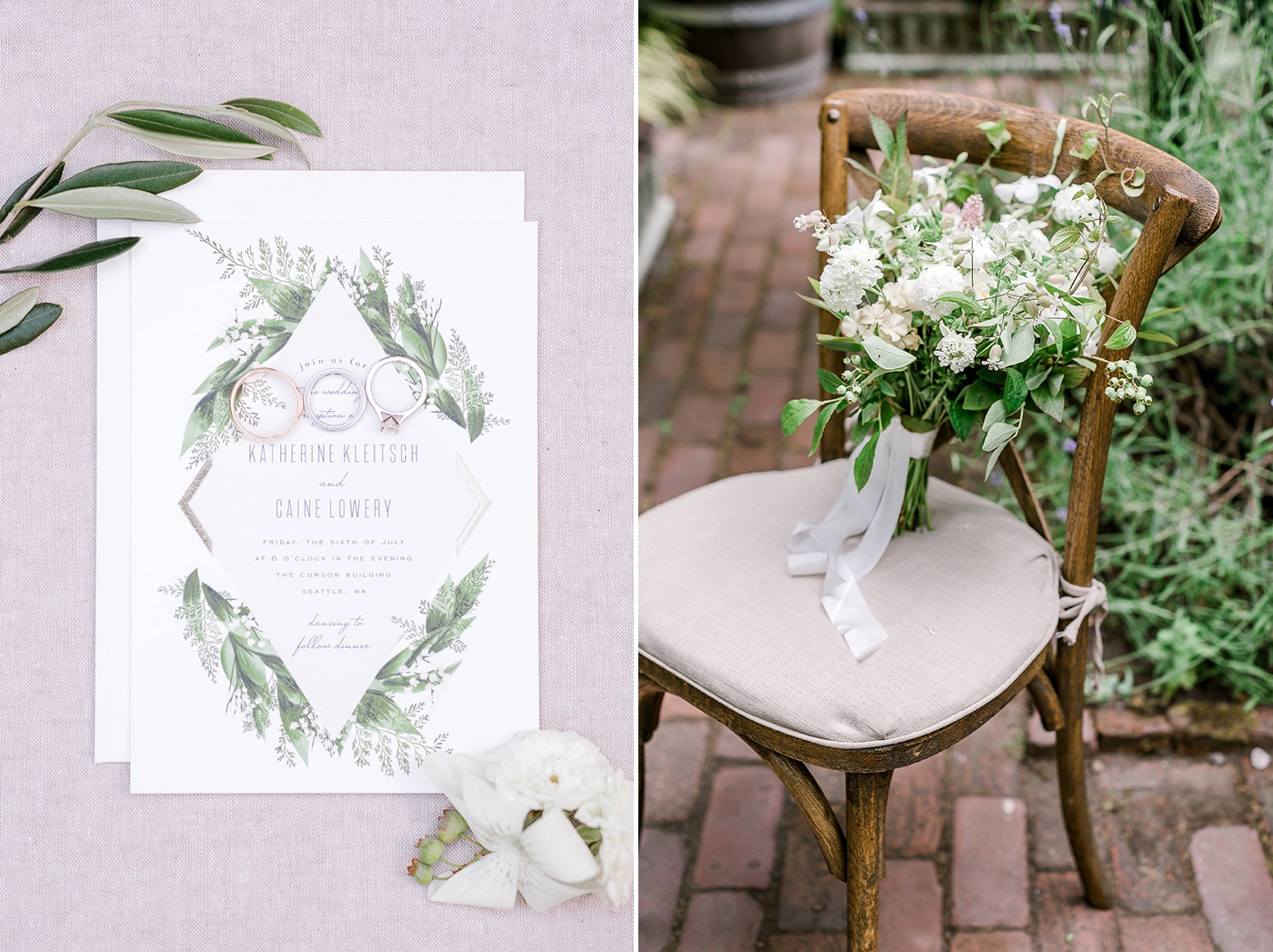 Minted Floral Greenery Invitation