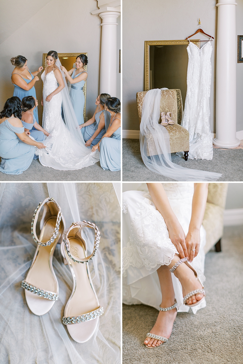 Seattle bride getting ready with bridesmaids
