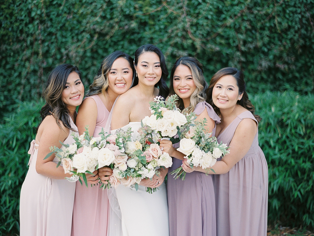 mix-matched bridesmaid dresses