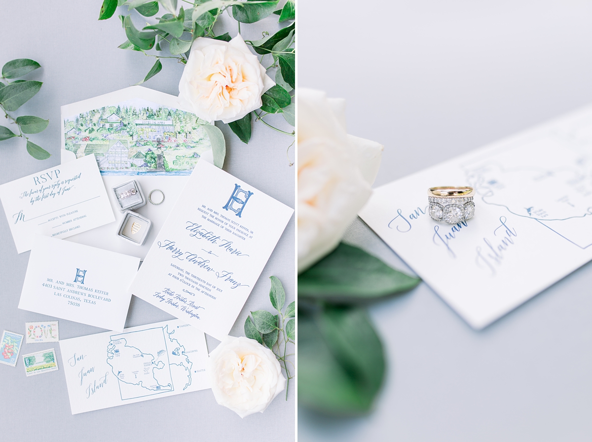 Roche Harbor inspired wedding invitation suite